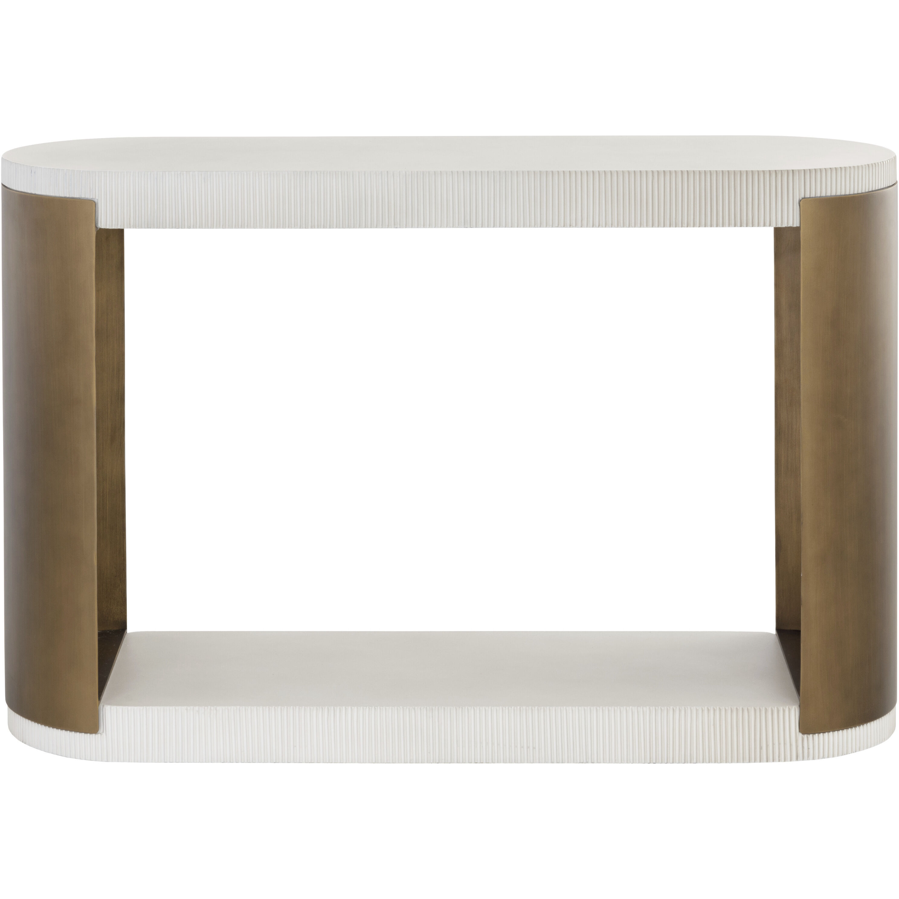 Cavette 50 X 32.5 inch White / Antique Brass Outdoor Console Table